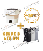 Pack Buanderie Compact & Intelligent - Mini Lave-Linge Pliable + Panier à Linge Triple (50% de Réduction)