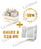 Pack Coiffeuse Glamour - Organisateur Maquillage Luxe + Miroir LED Pro (50% de Réduction)