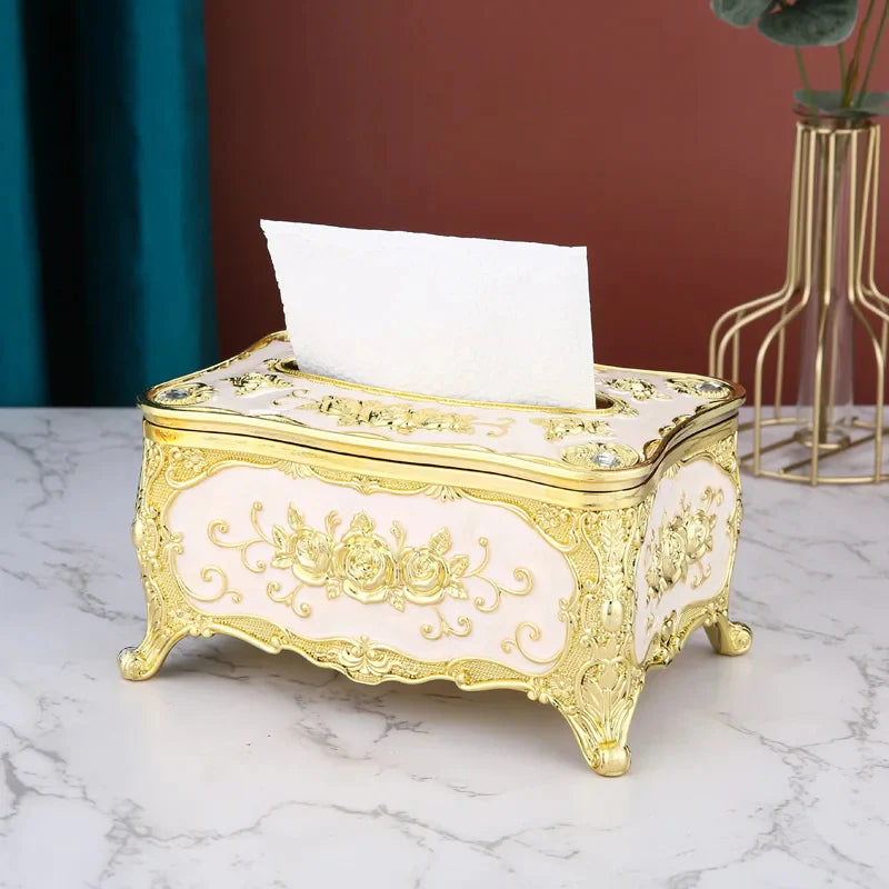 Boîte à Mouchoirs à Motifs Roses – Style Classique et Raffiné