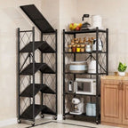 Étagère de Cuisine Pliante 5 Niveaux avec Roulettes