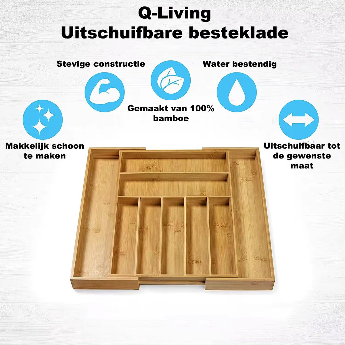 Range-Couverts Extensible en Bambou - Organisateur de Tiroir de Cuisine Ajustable