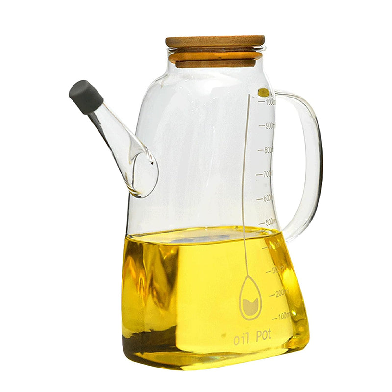 2 Pot d'huile en verre avec couvercle gradué en acier inoxydable 700 ml 1000 ml