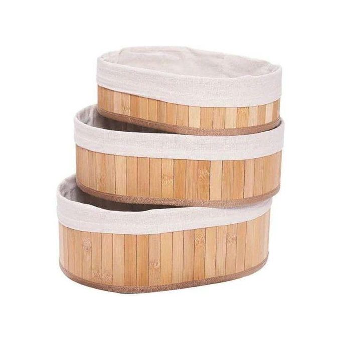 3 Paniers de Rangement Durables en Bambou