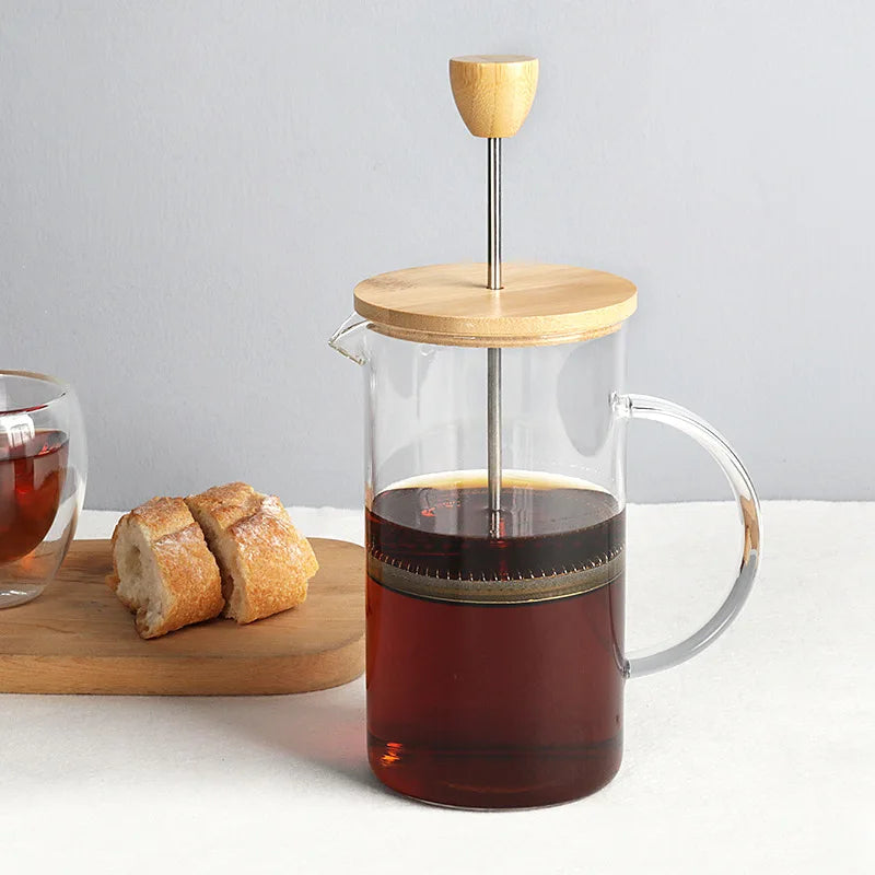 Cafetière à Pression Française en Verre Borosilicate avec Filtre et Ustensiles Multifonctions