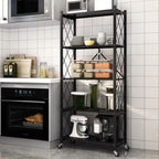 Étagère de Cuisine Pliante 5 Niveaux avec Roulettes