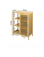 Meuble de Rangement en Bambou – 3 Étagères + Porte Persienne