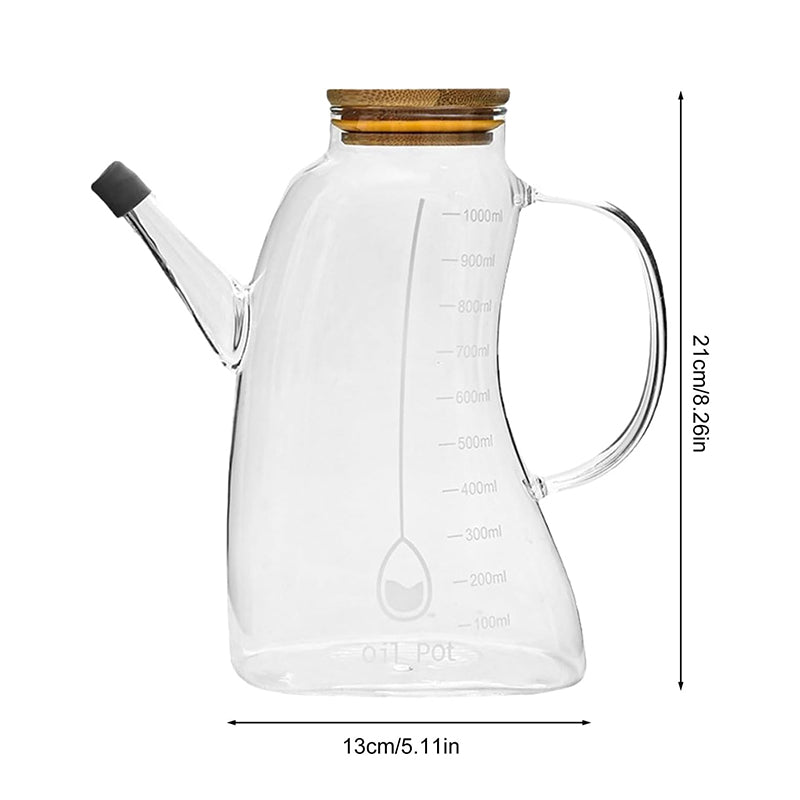 2 Pot d'huile en verre avec couvercle gradué en acier inoxydable 700 ml 1000 ml