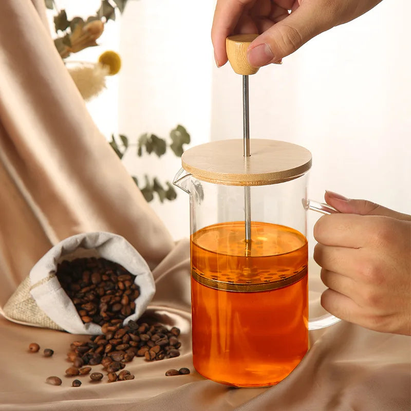 Cafetière à Pression Française en Verre Borosilicate avec Filtre et Ustensiles Multifonctions