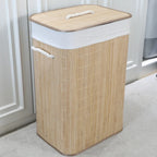 Panier à Linge Rectangulaire Pliable en Bambou avec Couvercle