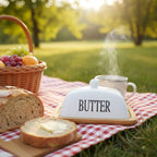 Beurrier Élégant – Verre et Plateau en Bambou