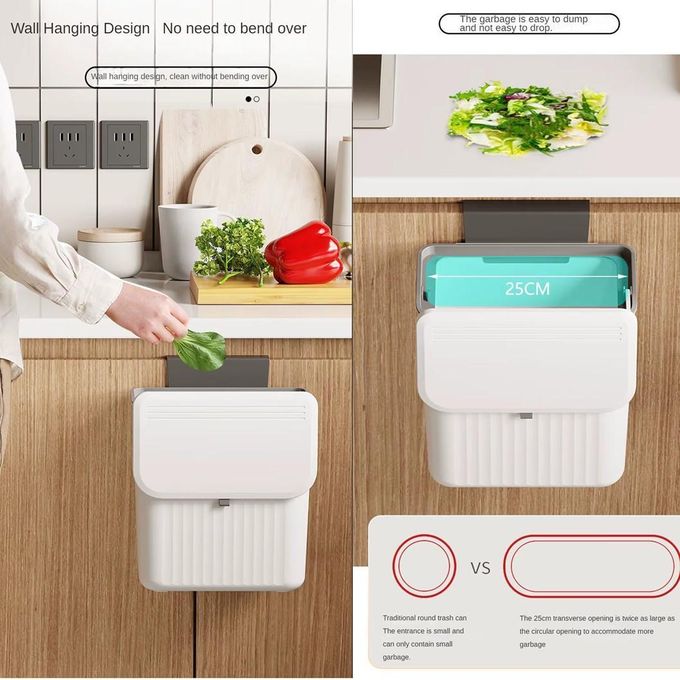 Poubelle de Porte d'Armoire de Cuisine avec Couvercle