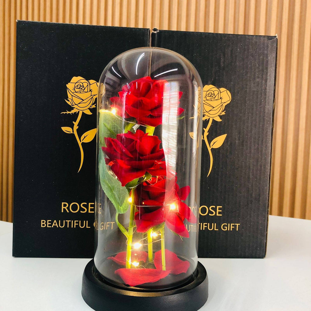 Rose Éternelle Rouge / Fleur Enchantée Lumineuse pour Épouse, Mère ou Petite Amie.