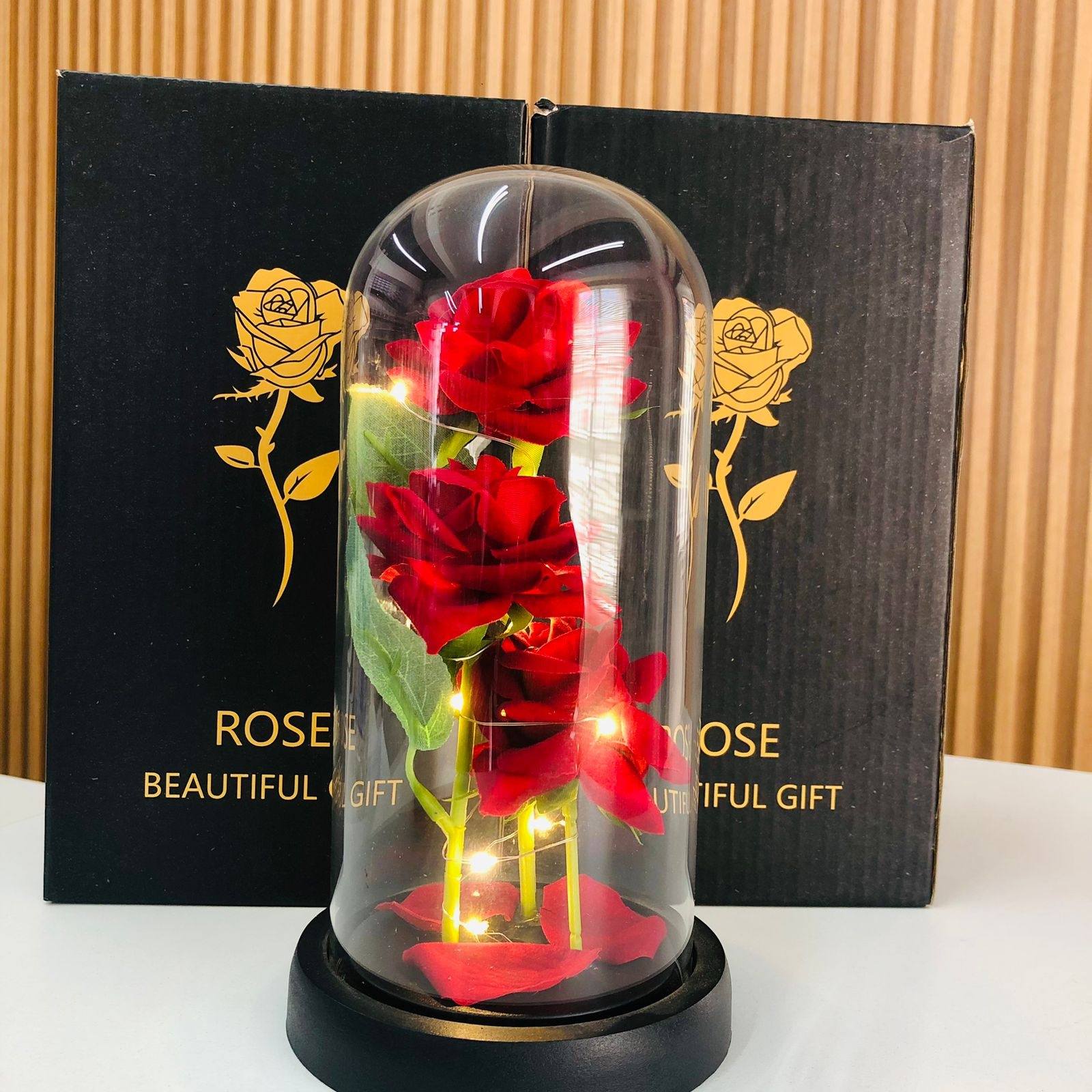 Rose Éternelle Rouge / Fleur Enchantée Lumineuse pour Épouse, Mère ou Petite Amie.