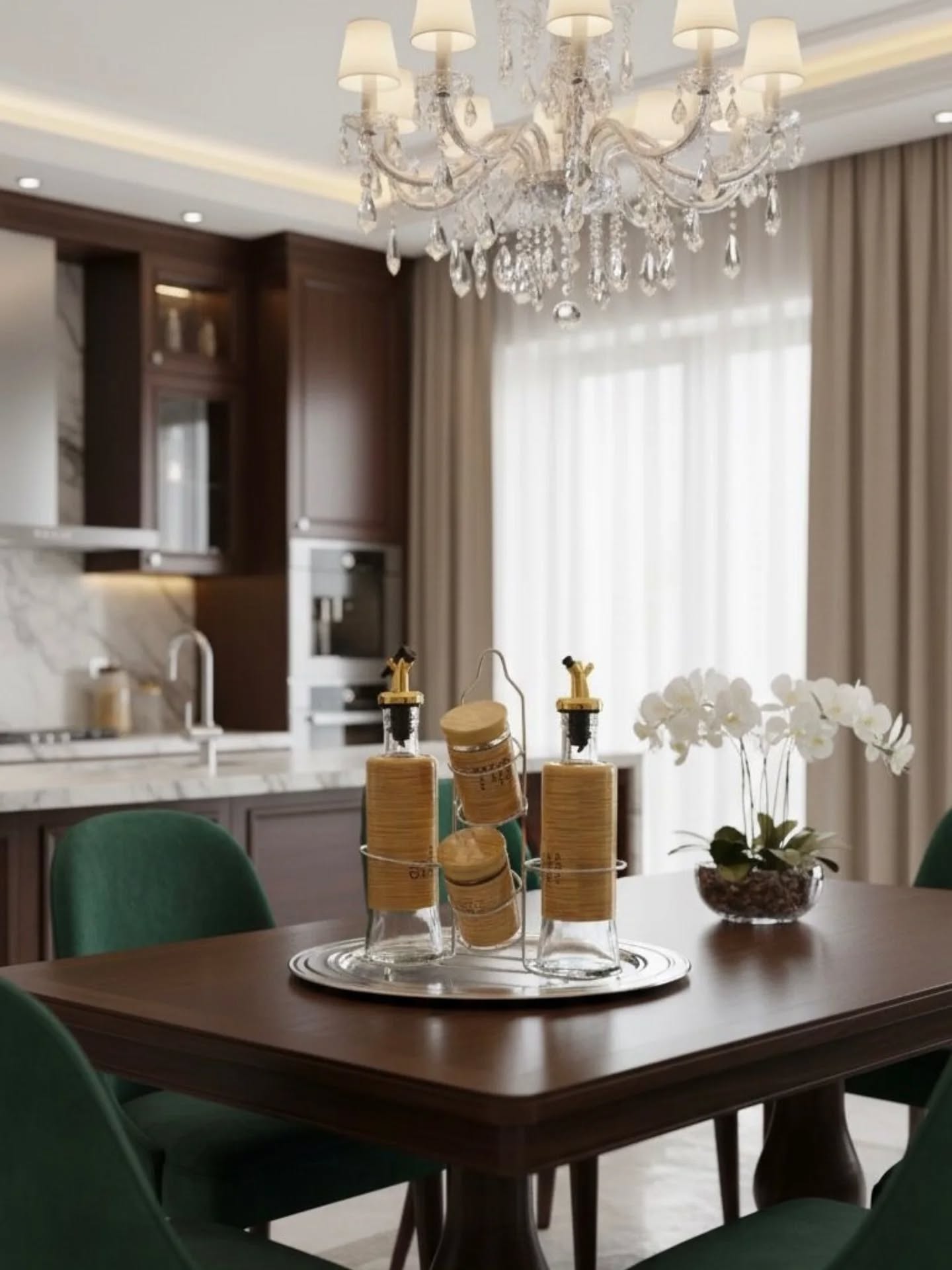 Set de Service Huile, Vinaigre et Épices - Verre avec Support Inox