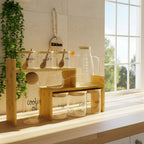 Ensemble de Bocaux en Verre avec Support en Bambou