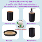 Set d'Accessoires de Salle de Bain (Noir Mat & Bambou)