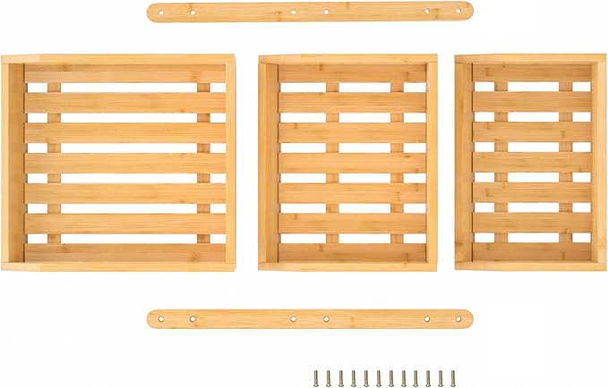 présentoir à fruits à trois niveaux en bois de bambou
