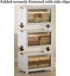 Rangement Empilable avec Roues et Portes Transparentes