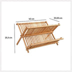 Égouttoir à vaisselle pliable en bambou naturel