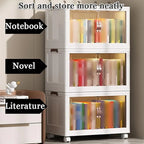 Rangement Empilable avec Roues et Portes Transparentes