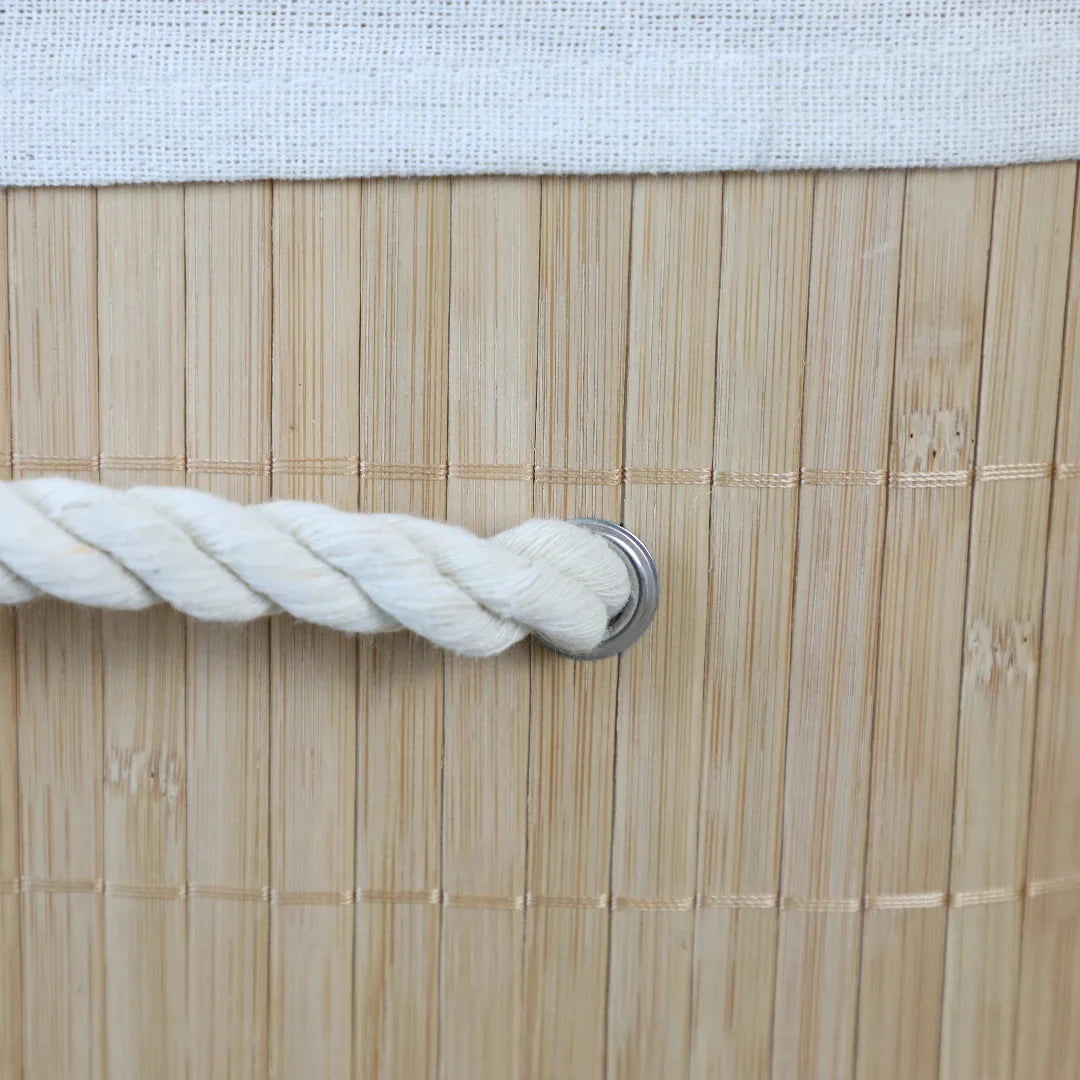 Panier à Linge Rectangulaire Pliable en Bambou avec Couvercle