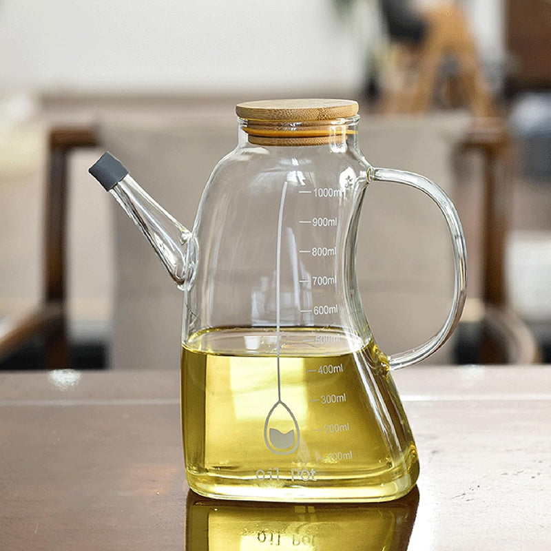 2 Pot d'huile en verre avec couvercle gradué en acier inoxydable 700 ml 1000 ml