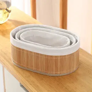3 Paniers de Rangement Durables en Bambou
