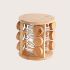 Support d'Assaisonnement Rotatif en Bois de Bambou