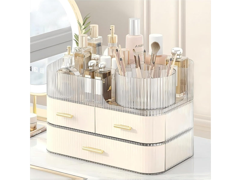 Rangement Cosmétique avec Tiroirs et Plateau Rotatif – Organisateur Maquillage