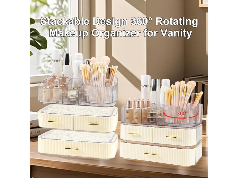 Rangement Cosmétique avec Tiroirs et Plateau Rotatif – Organisateur Maquillage