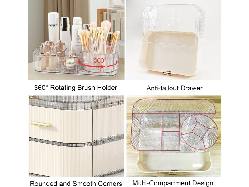 Rangement Cosmétique avec Tiroirs et Plateau Rotatif – Organisateur Maquillage