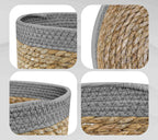 Set de 3 Paniers de Rangement en Fibre Naturelle et Coton Gris - Design Artisanal & Bohème