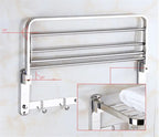 Double porte-serviettes pliant mural en acier inoxydable à double rail avec crochet 60cm