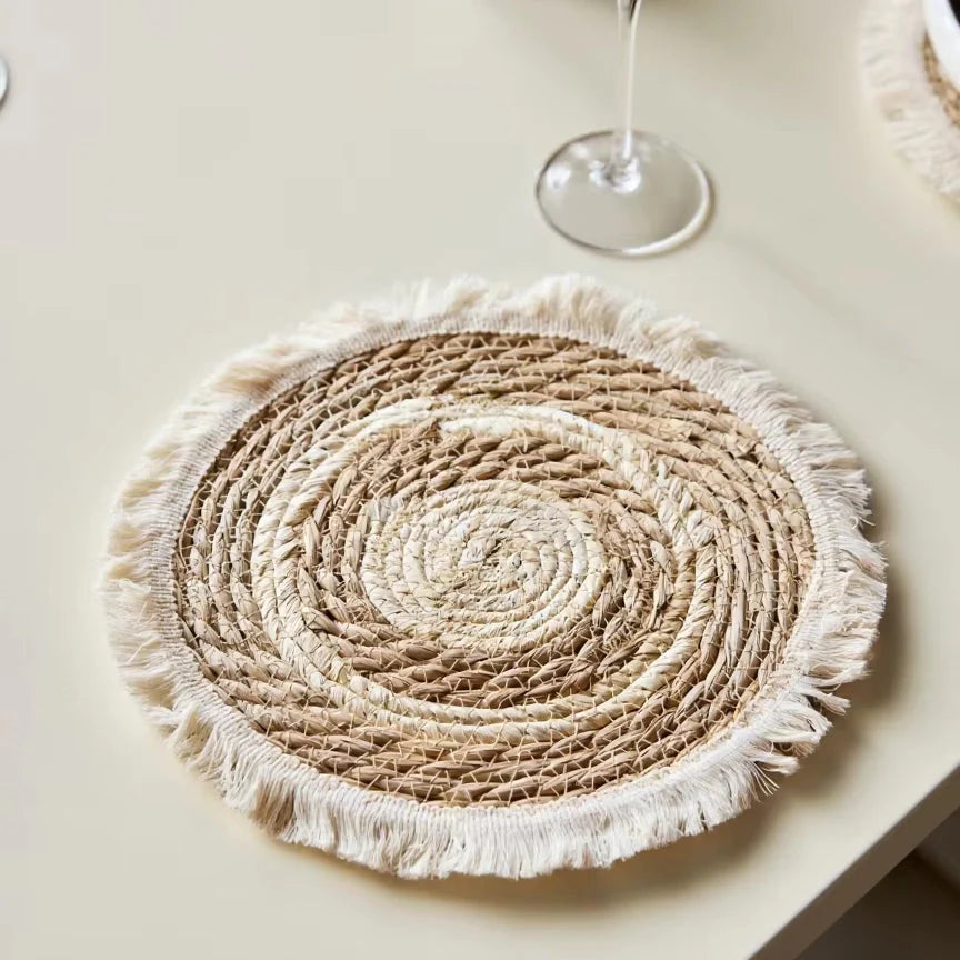 6 Napperons Ronds en Rotin Nesto – Tissés à la Main | Lot de 6 ✨