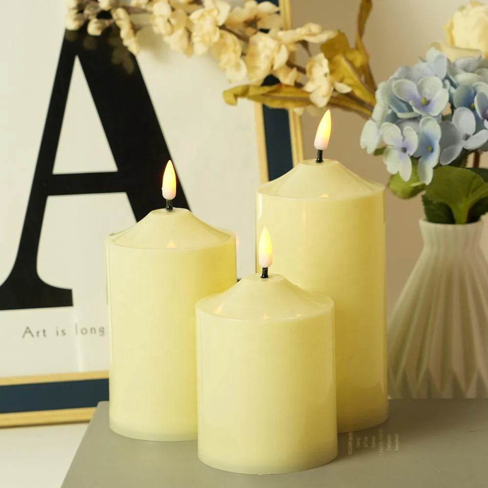 Ensemble de 3 Bougies LED en Cire Naturelle – Ambiance Chaleureuse & Intemporelle