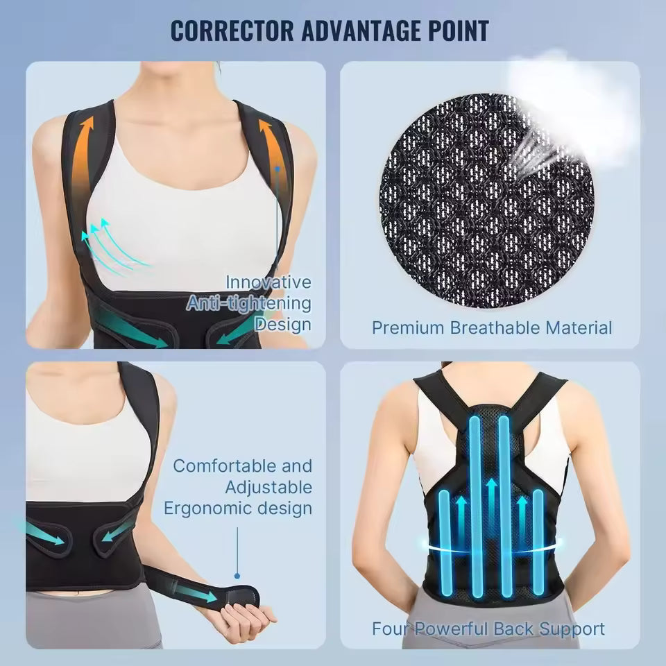 Correcteur de Posture Réglable – Soutien Dorsal Confortable