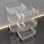 Desserte de Rangement de Luxe à 3 Niveaux - Chariot Organisateur Transparent et Chrome à Roulettes