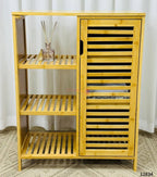 Meuble de Rangement en Bambou – 3 Étagères + Porte Persienne