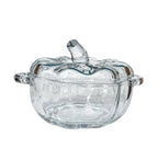 Sucrier en Verre Artisanal Forme Citrouille - Bonbonnière Transparente avec Couvercle