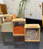 Pot de Stockage en Bambou – Couvercle Transparent Élégant