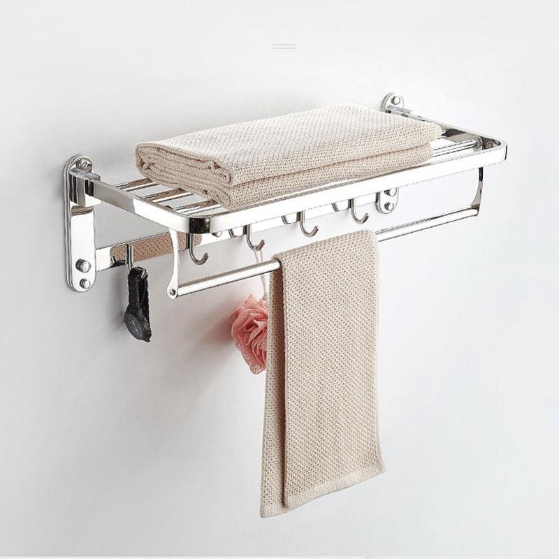 Double porte-serviettes pliant mural en acier inoxydable à double rail avec crochet 60cm