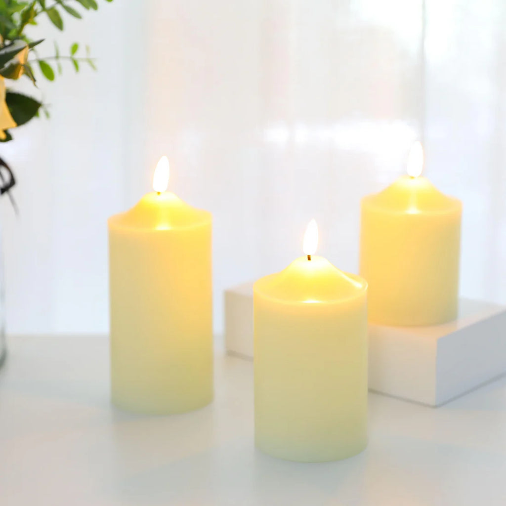 Ensemble de 3 Bougies LED en Cire Naturelle – Ambiance Chaleureuse & Intemporelle