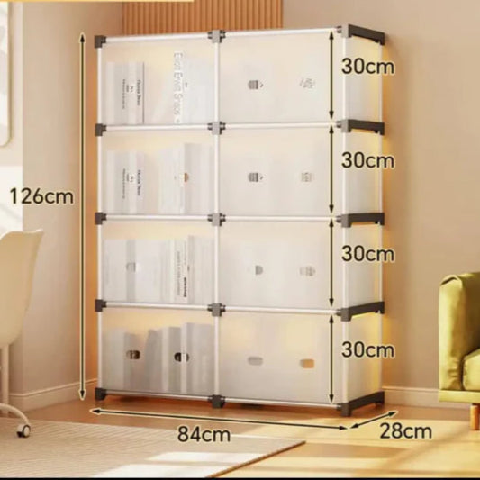 Armoire de rangement modulaire transparente à plusieurs niveaux