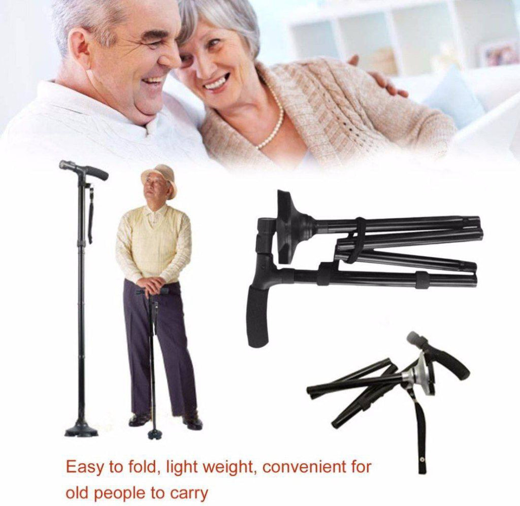 Canne de Marche Pliable Ergonomique avec Lumière LED – Stabilité et Sécurité