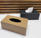 Distributeur de Mouchoirs Rectangulaire en Cuir Collé Noir - Élégance Intemporelle