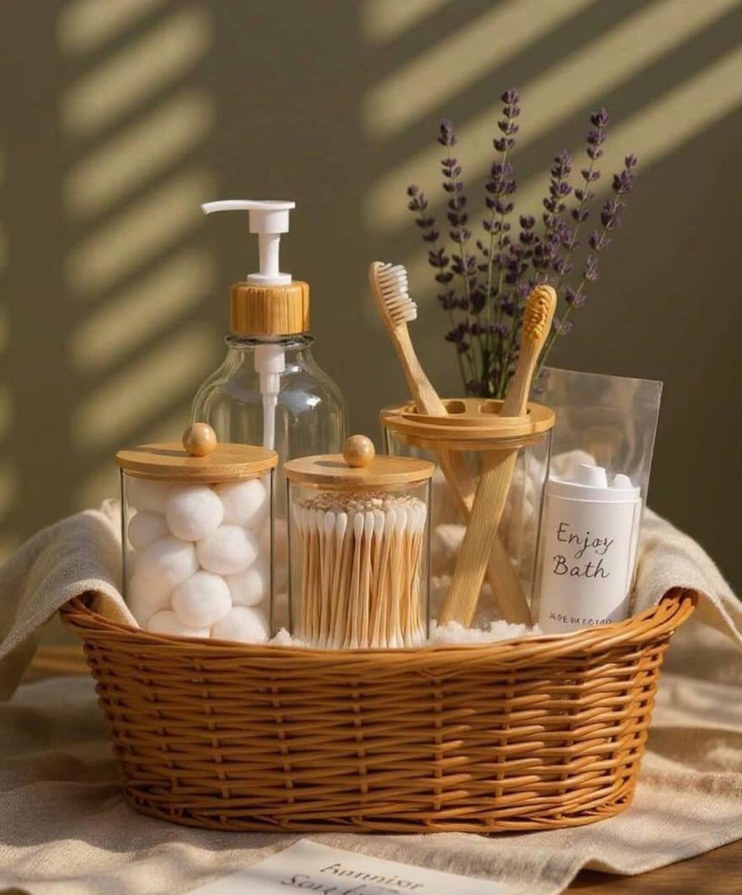 Set Rangement Salle de Bain Zénifiant Bambou & plexiglass (4 Pièces)