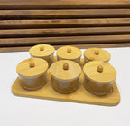 Ensemble Service Dégustation 6 Pots en Verre & Plateau en Bambou