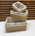 Set 3 Paniers de Rangement Carrés Tressés en Corde Papier Naturelle