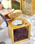 Pot de Stockage en Bambou – Couvercle Transparent Élégant